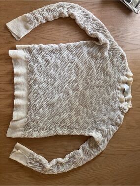 A.L.C. Cream Textured Animal Print Crew Neck Sweater